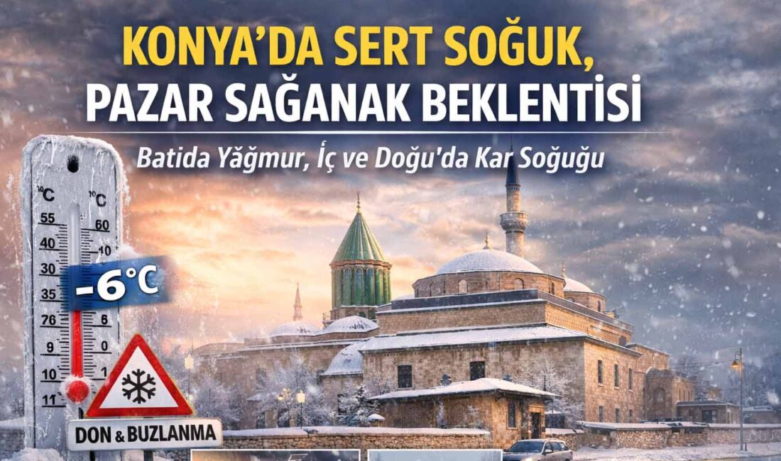 Konya’da 9 Ocak Cuma günü sıcaklıklar sert düşerek gece -6°C’ye