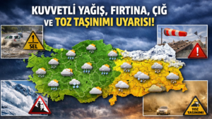 Meteoroloji’nin 14 Şubat 06.00 – 15 Şubat 06.00 değerlendirmesine göre