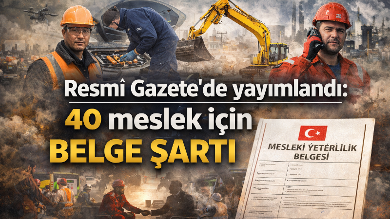 Meslekî Yeterlilik Kurumu Meslekî Yeterlilik Belgesi zorunluluğu getirilen mesleklere ilişkin