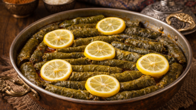 Konya mutfağının sevilen yemeklerinden yaprak sarma, kıyma, pirinç, ince bulgur