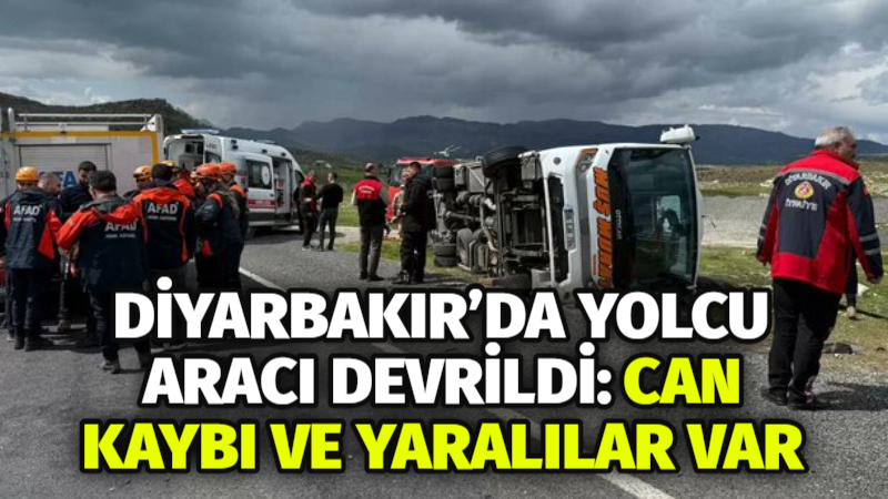 Diyarbakır-Bingöl kara yolunda kontrolden çıkarak devrilen yolcu midibüsünde 1 kişi