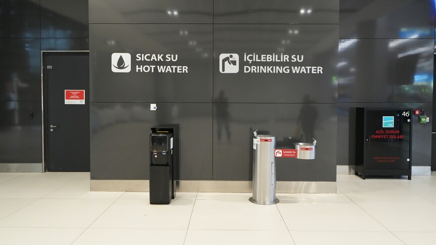 Yolcu konforunu artırmak amacıyla başlatılan ücretsiz içme suyu hizmetinin Türkiye