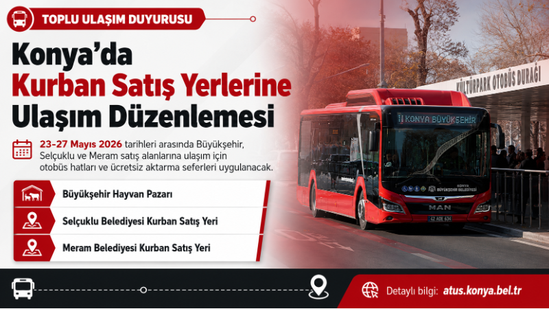Konya’da 23-27 Mayıs 2026 tarihleri arasında Büyükşehir, Selçuklu ve Meram