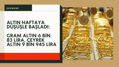 Altın fiyatları yeni haftaya düşüşle başladı. Gram altın 6 bin