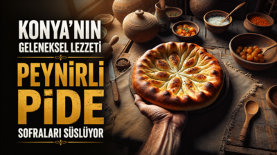 Konya mutfağının sevilen lezzetlerinden peynirli pide, taş fırında pişen ince