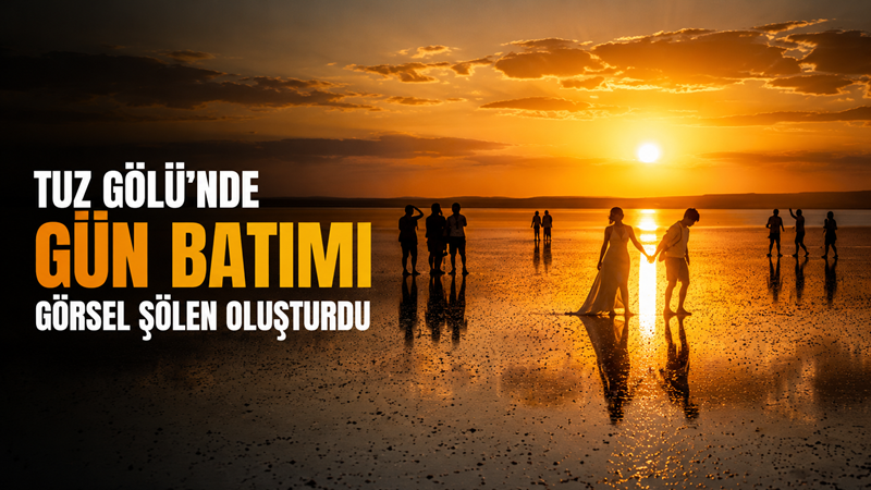 Türkiye’nin ikinci büyük gölü olan Tuz Gölü’nde gün batımı sırasında