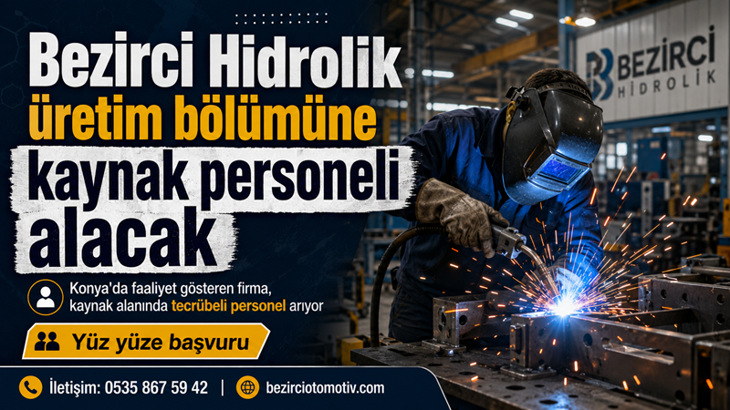 Konya’da faaliyet gösteren Bezirci Hidrolik, üretim bölümünde görevlendirilmek üzere kaynak