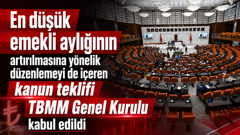TBMM Genel Kurulunda, en düşük emekli aylığının artırılmasına yönelik düzenlemeyi