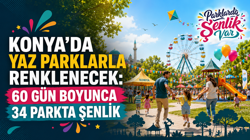 Konya Büyükşehir Belediyesi, “Parklarda Şenlik Var” etkinlikleriyle çocukları ve aileleri