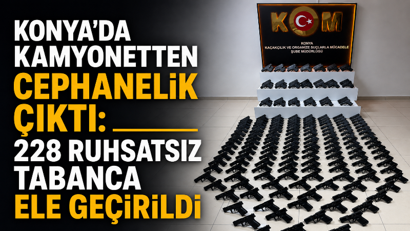 Konya’da kaçak silah ticaretine yönelik düzenlenen operasyonda bir kamyonette yapılan