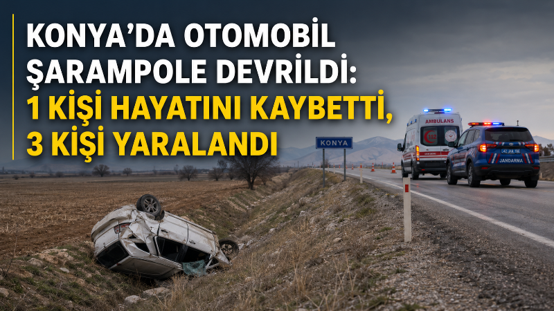 Konya’nın Kadınhanı ilçesinde kontrolden çıkarak şarampole devrilen otomobilde bulunan Hanife