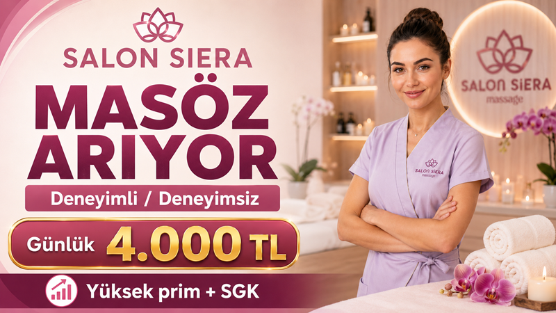 Salon Siera Massage, masaj salonunda görevlendirilmek üzere deneyimli veya deneyimsiz