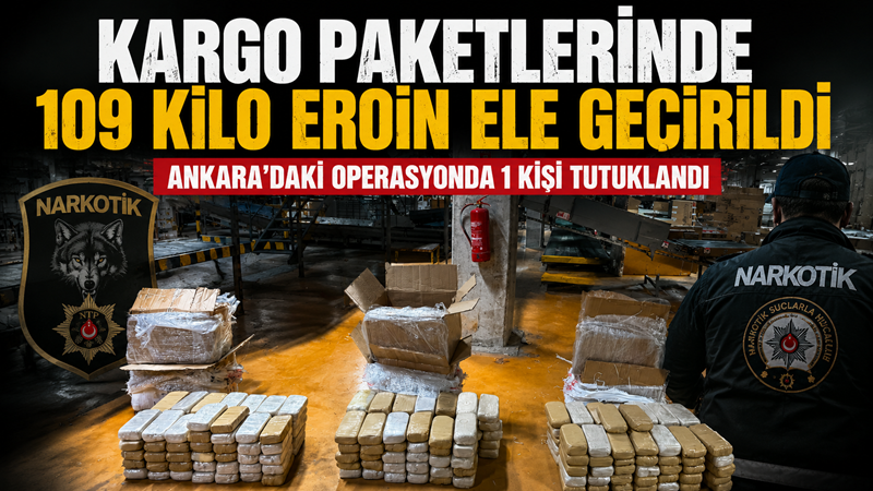 Ankara’nın Kahramankazan ilçesindeki bir kargo aktarma merkezinde narkotik dedektör köpeğinin
