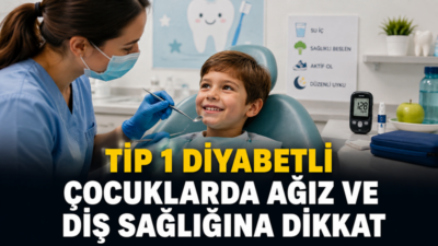 Tip 1 diyabetli çocuklarda kan şekeri kontrolünün yanı sıra ağız