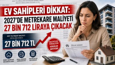 Emlak vergisinin hesaplanmasında kullanılacak 2027 yılı bina metrekare normal inşaat