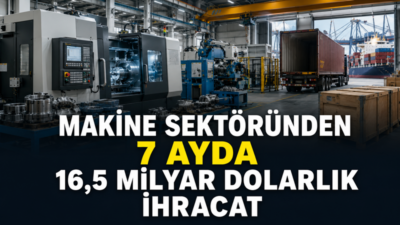 Makine sektörünün ihracatı yılın ocak-temmuz döneminde 16,5 milyar dolara ulaştı.