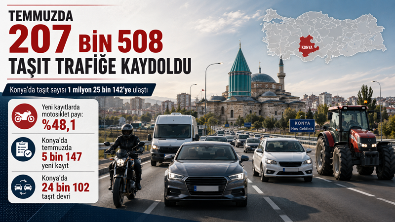 Türkiye’de temmuz ayında 207 bin 508 motorlu kara taşıtının trafiğe