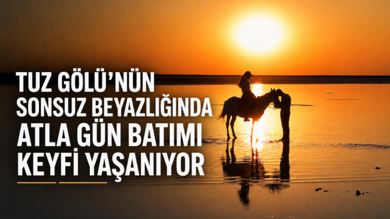 Aksaray’ın Eskil ilçesi sınırlarında yer alan Tuz Gölü, gün batımında