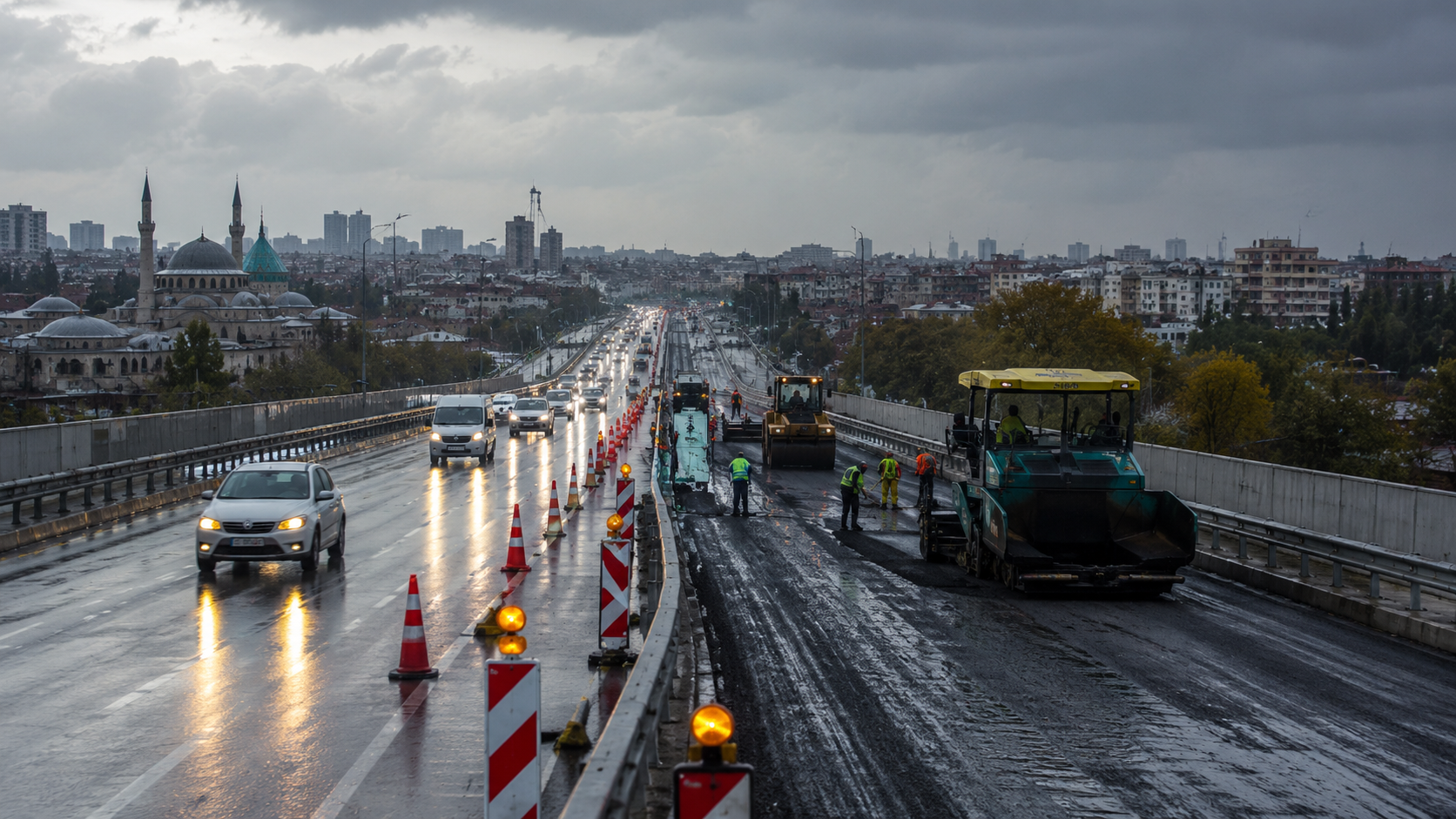 Konya’da Yazır Tramvay Durağı bölgesinde yapılacak yaya üst geçit çalışması