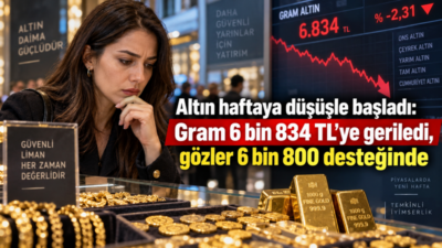 Altın piyasası yeni haftaya satış baskısıyla başladı. Geçen haftayı güçlü