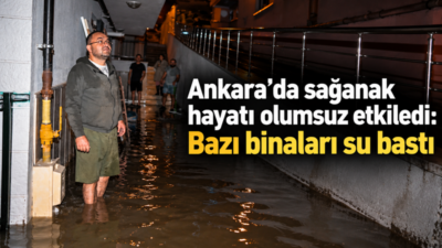Ankara’da gece saatlerinde etkili olan sağanak, bazı cadde ve bulvarlarda