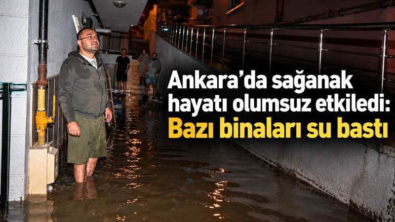 Ankara’da gece saatlerinde etkili olan sağanak, bazı cadde ve bulvarlarda