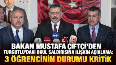 İçişleri Bakanı Mustafa Çiftçi, Manisa’nın Turgutlu ilçesinde bir lisenin önünde
