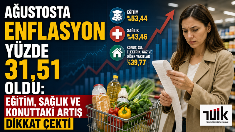 Türkiye İstatistik Kurumu'nun Ağustos 2026 verilerine göre tüketici fiyatları bir