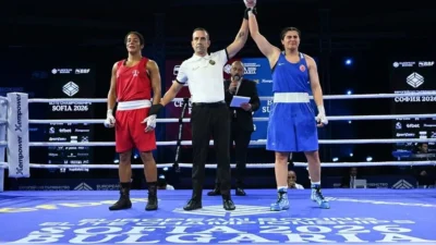 Bulgaristan’da düzenlenen 2026 Avrupa Boks Şampiyonası’nda milli sporcu Hatice Akbaş,