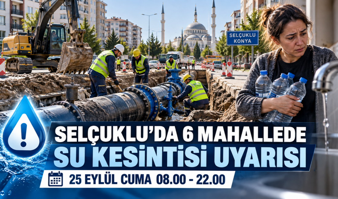 Konya’nın Selçuklu ilçesinde yapılacak çelik boru deplase çalışması nedeniyle 25
