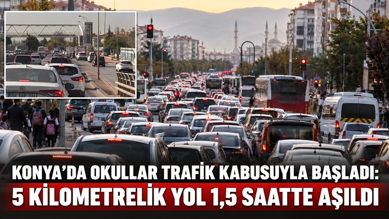 Konya’da yeni eğitim öğretim döneminin başlamasıyla birlikte trafik adeta kilitlendi.