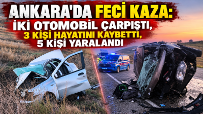 Ankara'nın Polatlı ilçesinde iki otomobilin çarpışması sonucu meydana gelen trafik