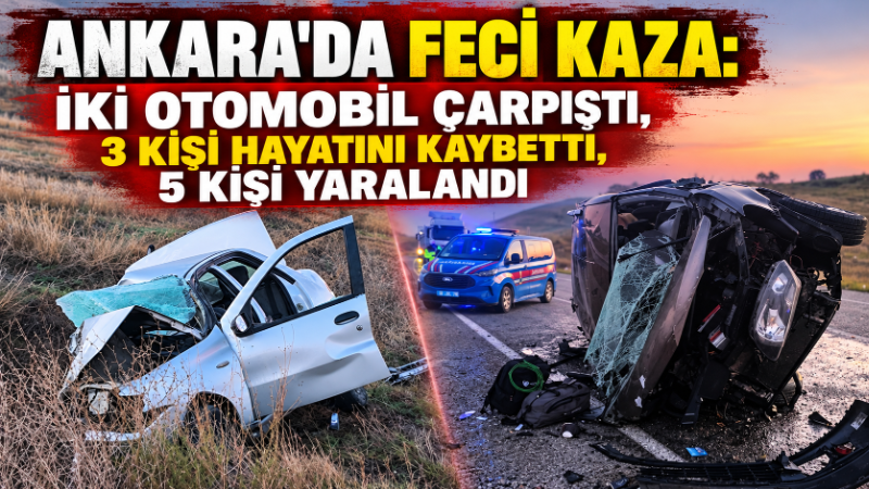 Ankara'nın Polatlı ilçesinde iki otomobilin çarpışması sonucu meydana gelen trafik