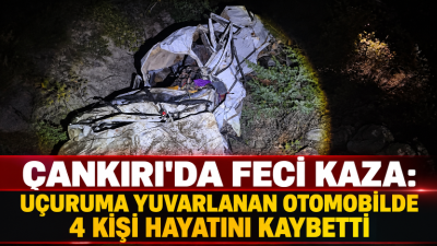 Çankırı'nın Bayramören ilçesinde kontrolden çıkarak uçuruma yuvarlanan otomobilde bulunan 4
