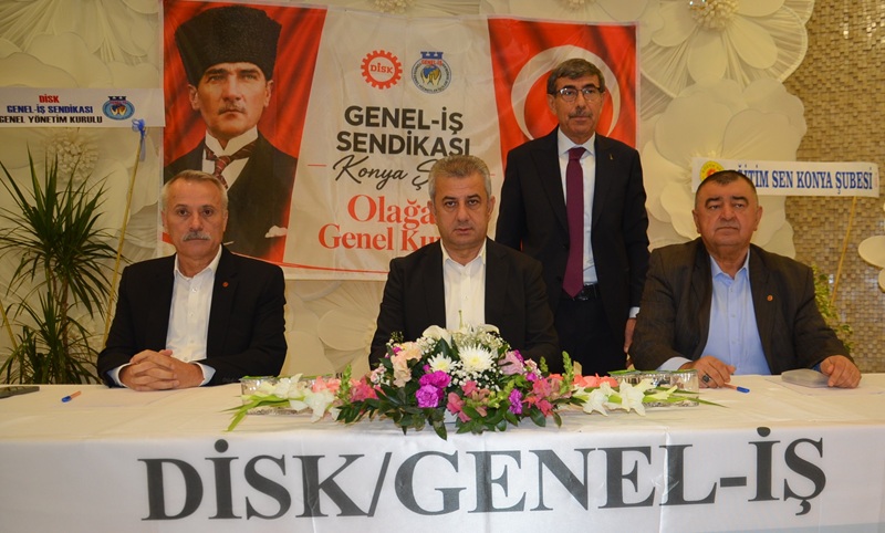 DİSK Genel-İş Sendikası Konya Şubesi’nin 6. Olağan Genel Kurulu’nda mevcut