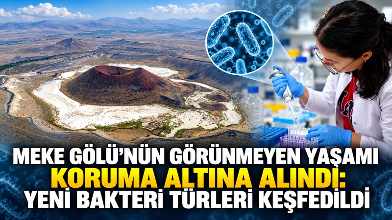 Konya'nın Karapınar ilçesinde kuraklık tehdidi altındaki Meke Krater Gölü'nün biyolojik