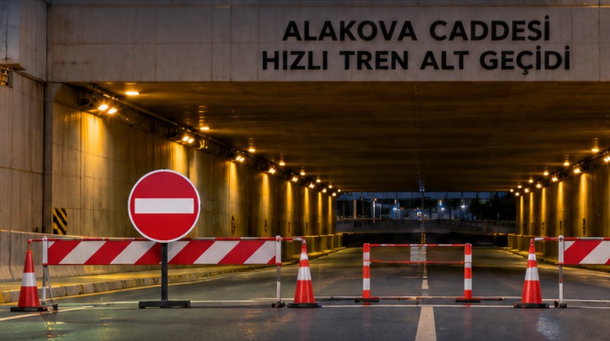 Konya’da Alakova Caddesi üzerinde bulunan Hızlı Tren Alt Geçidi, aydınlatma