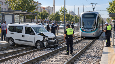 Konya’da Kampüs istikameti Nalçacı Kavşağı’nda meydana gelen trafik kazası tramvay