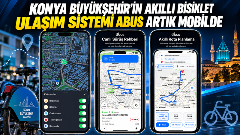 Konya Büyükşehir Belediyesi, bisikletli ulaşımı kolaylaştırmak amacıyla Akıllı Bisiklet Ulaşım