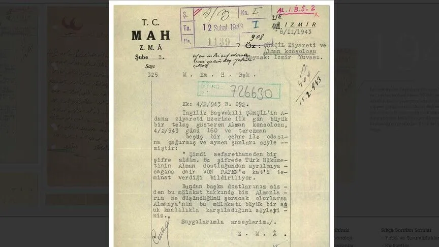 Milli İstihbarat Teşkilatı, Cumhurbaşkanı İsmet İnönü ile İngiltere Başbakanı Winston