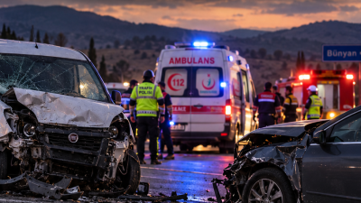 Kayseri’nin Bünyan ilçesinde hafif ticari araç ile otomobilin çarpışması sonucu
